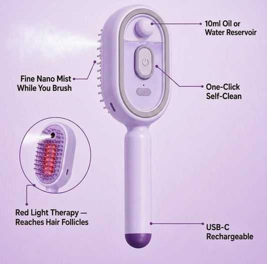 Velvete™HydroSteam Infusion Brush-Detangle, Hydrate & Smooth Any Hair Type